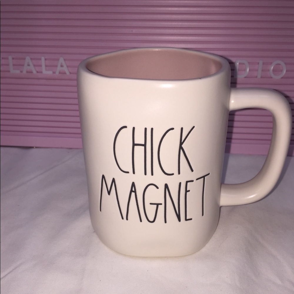 Rae Dunn CHICK MAGNET mug blush pink interior